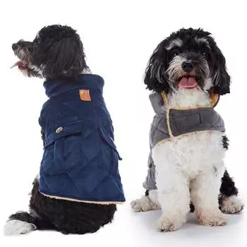 Winter Warm Soft Plush Dog Coat For Cold Weather Pet Vest Pet Dog Jacket With Two Pocket For Small Large Dog Cats Padded Clothes S