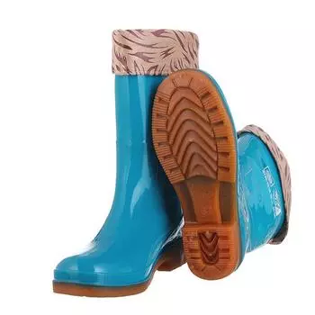 Winter warm tube rain shoes women s cotton and velvet rain boots waterproof three waterproof shoes 37 синий