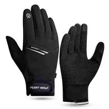 Winter Waterproof Motorcycle Riding Gloves Thicken Touch Screen Gloves Full Finger Gloves чёрный