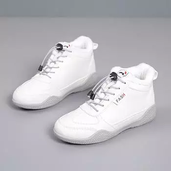 Winter white shoes wear-resistant versatile non-slip casual shoes piled thickened warm women s cotton shoes 35