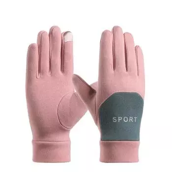 Winter Windproof Waterproof Plus Velvet Warm Touch Screen Autumn and Winter Outdoor Riding Single Layer Composite Gloves One Size