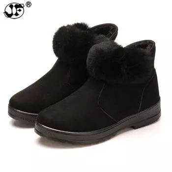Winter Women Boots Flock Warm Ankle Snow Boots 2024 Platform Mother Shoes Woman Slip On Flats Button koui89 4 чёрный