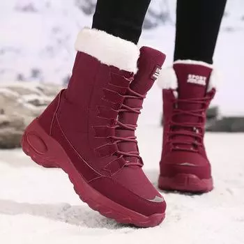 Winter Women Boots High Quality Warm Snow Boots Lace-up Comfortable Ankle Boots Outdoor Waterproof Hiking Boots Size 36-43 36
