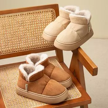 Зимние женские хлопковые тапочки для отдыха с высокой посадкой, теплые плюшевые тапочки для дома, толстая подошва, однотонные, нескользящие, для дома и улицы 36-37 коричневый