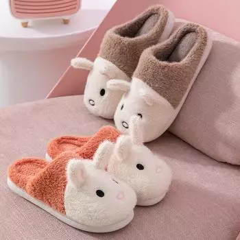 Зимние женские пушистые тапочки кролик аниме дом парные тапочки теплые плюшевые женские туфли нескользящие женские милые хлопковые туфли 36-37 жёлтый