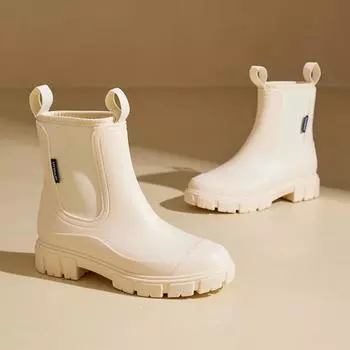 Winter Women s Boots Cotton Padded Women s Rain Shoes Midsole Rain Boots Women Wear-resistant Waterproof Anti Slip Rubber Shoes 36