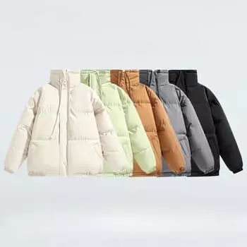 Зимняя женская повседневная простая короткая куртка из хлопка с воротником-стойкой, завязывающейся на шнурок молнией, эластичная хлопковая куртка, однотонная утолщенная теплая короткая куртка-пуховик S