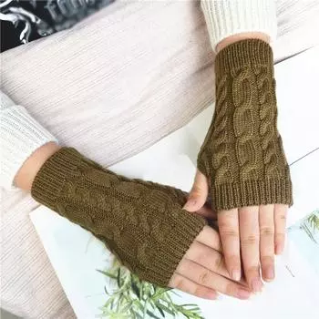 Winter Women s Gloves Knitted Half Finger Gloves For Girls Soft warm Wool Knitting Mittens Twist Crochet Fingerless Gloves One Size