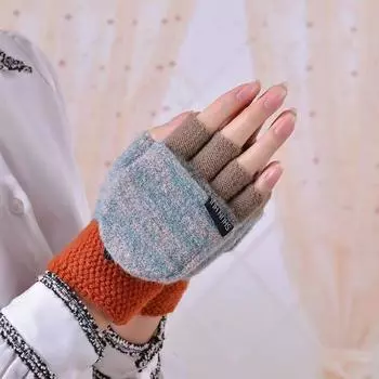Зимние женские перчатки с полупальцами, теплые, из искусственной шерсти, на ощупь, раскладные, трикотажные перчатки, утолщенные, мягкие, удобные, модные, для сенсорных экранов, для отправки текстовых сообщений one size