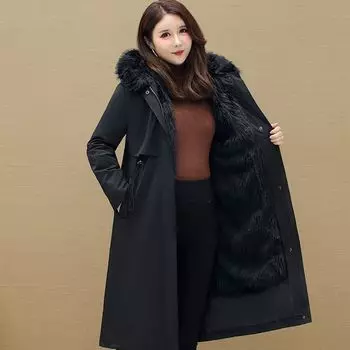 Winter Women s Long Puffy Jacket Snow Warm Jacket Imitation Fox Fur Super Thick Parka Coat Thickened Warm Jacket 5XL