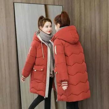 Winter Women s Mid-length Jacket Loose Coat Thickened Cotton Jacket Bread Coat Cotton Jacket XXXL чёрный