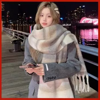 Winter Women S New Imitation Cashmere Scarf Meilad High End Korean Edition Warm Retro Fashion Versatile Thick Shawl 200*40cm