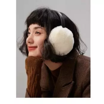 Зимние женские плюшевые утепленные наушники из овчины класса 5А с мехом кролика Рекс