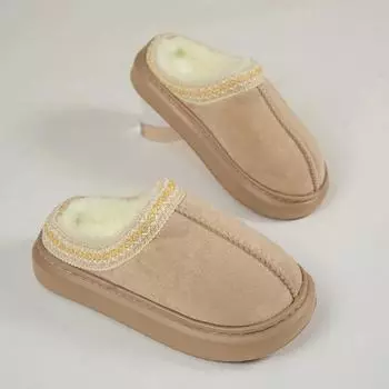 Winter Women s Slipper Fashion Fuzzy Fur Anti-slip Soft Sole Outdoor Indoor Warm Comfort Men Leisure Plush Houseshoes Couple 36-37 чёрный