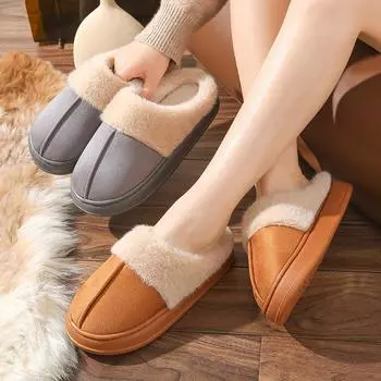 Winter women s thick-soled fur slippers 40-41 серый