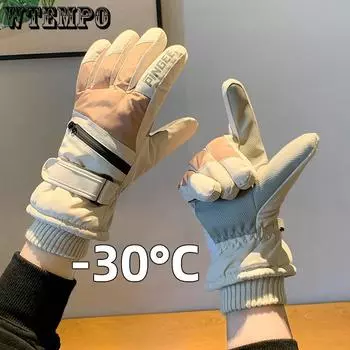 Winter Women s Warm Plush Thick Gloves Windproof and Cold Touch Screen Women s Outdoor Cycling Mountaineering Waterproof and Anti Slip Gloves