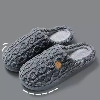 Зимние женские тапочки, милые домашние теплые плюшевые тапочки с рисунком медведя для пар, мягкие пушистые тапочки для спальни, нескользящие мужские меховые туфли 36-37