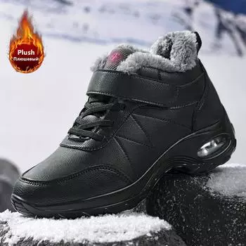 Winter Women Snow Boots Outdoor Anti-slip Ankle Boots Warm Plush Women s Boots Waterproof Hiking Boots Winter Women Sneaker 36 чёрный