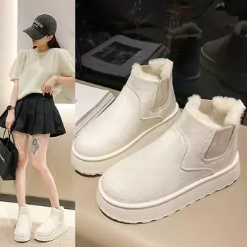 Winter Women Snow Boots Plush Warm Non Slip Waterproof Ladies Flats Sneakers Casual Slip on Female Ankle Boots Botas Mujer 36