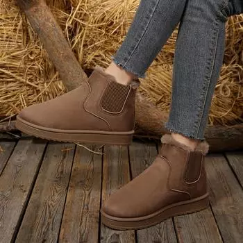 Winter Women Snow Boots Plush Warm Waterproof Shoes Ladies Thickened Fluff Flats Sneakers Casual Slip on Ankle Boots Female 36