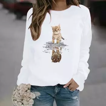 Winter Womens Casual Tops Ladies Print Sweatshirt Blouse Tee Sweater XXL