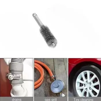 Wire Brush, Stainless Steel Brush, Sanding Wire, Pipe Brush, Hexagonal Rod Gun Polishing Deburring Wire Pipe Brush, Pipe Brush, серый