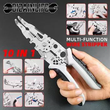 Wire Stripper Crimper Cable Cutter Stripper Cutter Multifunctional Adjustable Stripping Crimping Wire Repair Tool Hand Tool