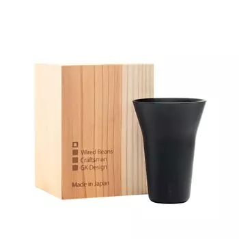 Wired Beans Glass to last a lifetime WINE tumbler Lightly blown black matte 150ml Domestic cedar box (Wired Beans)
