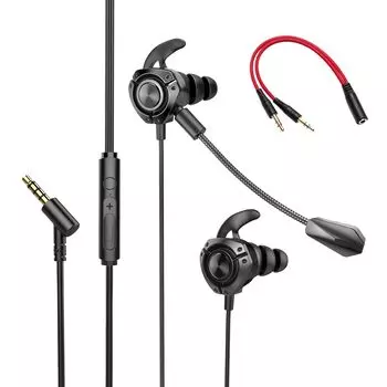 Wired Gaming Earphones with Mic [2025 Improved Model] 3.5mm Compatible with Skype, Zoom, In-Ear Gaming Headset, Earphones with Mic, Wired, Remote