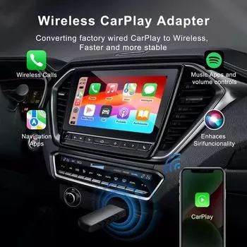 Wired to Wireless CarPlay Adapter for OEM Car Stereo With USB Plug and Play Smart Link Phone Automatic Connection to CarPlay