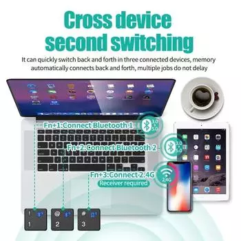 Wireless Bluetooth 2.4G Rechargeable Keyboard Mouse Combos USB Mouse 78 Keys Portable Keypad And Optical Mouse For Laptop PC чёрный