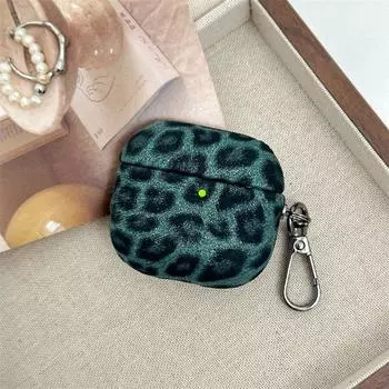 Wireless Bluetooth Earphone Box Airpods2/Third Generation Men s and Women s Cloth Pattern Earphone Case Fifth Generation Shatter-resistant Hard Case AirPods 4 Universal Leopard print [Green]]