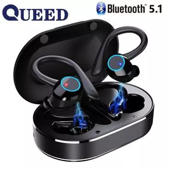 Беспроводная Bluetooth-гарнитура с подвесным ухом для деловых игр, спорта, спорта, водонепроницаемости, шумоподавления и шумоподавления в ухе чёрный