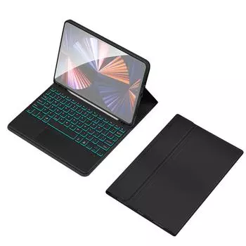 Wireless BT Keyboard Backlit USB Keypad with PU Leather Protecting Case for Tablet Compatible with Type 3 чёрный