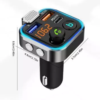 Wireless Car FM Radio Transmitter,MP3 Adapter Player,2 USB Charging Ports PD 18W & QC3.0,Handsfree Calling & Audio Receiver