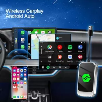 Беспроводной адаптер Carplay Android Auto 2 в 1 Smart 2024 Bluetooth5.0 WIFI для iPhone Android Phone для Volvo Benz Mg Kia Chery VW