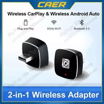 Wireless Carplay Mini Smart Box Bluetooth 5.0 WiFi Fast Connect Wired to Wireless for iPhone Android Auto Adapter USB Plug&Play чёрный