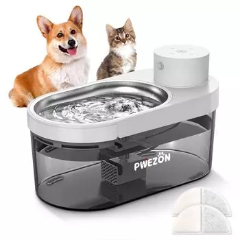 Wireless Cat Drinker Battery Operated Cormix Pet Drinker with 3 Working Sensor for Cats Dogs Small Pets Pump with LED Internal Stainless Steel 2 белый