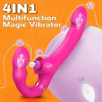 Wireless Double Ended Vibrator for Women,G-Spot Dildo Vibrator with Remote Control,10 Vibration & 5 Flapping Modes Sex Toys for Lesbians and Women