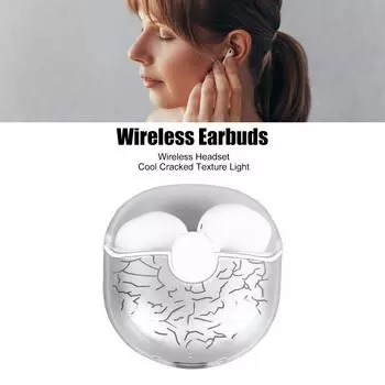 Wireless Earbuds Stylish Clear Cracked Texture Stylish Noise Cancelling HiFi Stereo Bluetooth Earphones for Music Calling