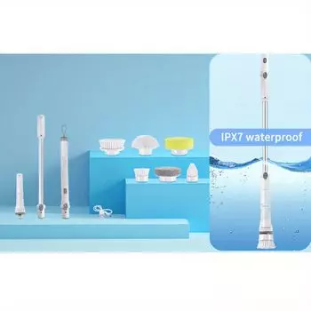 Wireless electric cleaning brush with light toilet brush long handle multifunctional floor bathroom tile household floor brush M белый