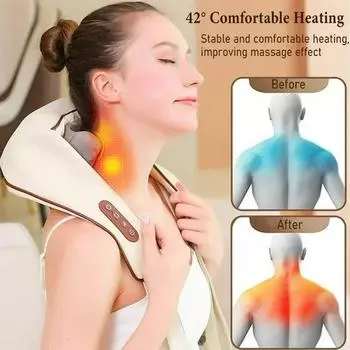 Wireless Electric Neck Should Massager Electric Massage Shawl Pillow for Neck Shoulder Waist Kneading Massager бежевый