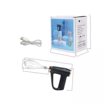 Беспроводной электрический венчик, автоматический венчик для яиц, вращающийся венчик, блендер, венчик для взбивания, ручной венчик для торта, крема, блендер для смешивания, взбивания и перемешивания чёрный