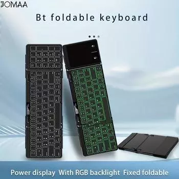Wireless Folding Keyboard with Backlight RGB Foldable Bluetooth Keyboard with Touchpad Travel Keyboard for iOS Android Mac OS Portuguese чёрный