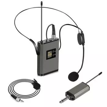 Wireless Lapel UHF Microphone, Mini Receiver, Transmitter, Headset