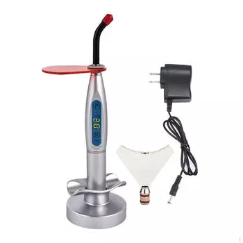 Беспроводная светодиодная полимеризационная лампа 1200-2000 МВт/см2 с зарядкой от USB и отбеливающей головкой серебряный