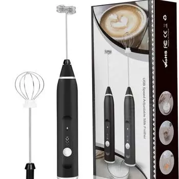 Wireless Milk Frothers Electric Handheld Blender With USB Electrical Mini Coffee Maker Whisk Mixer For Coffee Cappuccino чёрный