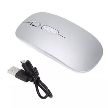 Wireless Mouse 1600DPI AI Optical Mice Voice Input Translation Computer Supplies for LaptopGrey серебряный
