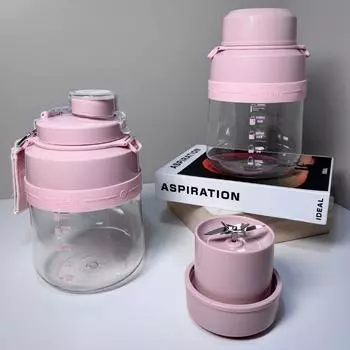 Wireless Portable Juicer For Home Rechargeable Multi-Functional Small Large Capacity Juicer Cup Squeeze Milkshake Fruit Juice Pink + portable rope + strap + straw