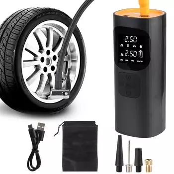 Wireless Portable Tire Pressure Gauge Portable Inflator LCD Display Digital Tire Air Pump Air Compressor With LED Light чёрный